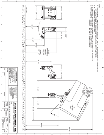 BTL 208 Series Cart Lifter Spec Sheet