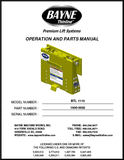 BTL Series 1900-0002 BTL 1110 Manual