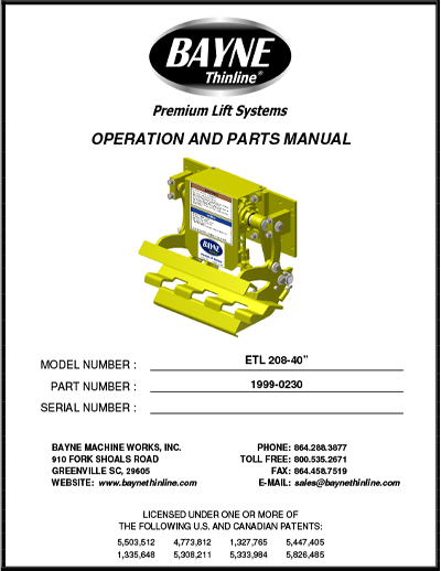 ETL 208 40 Series Cart Tipper Manual