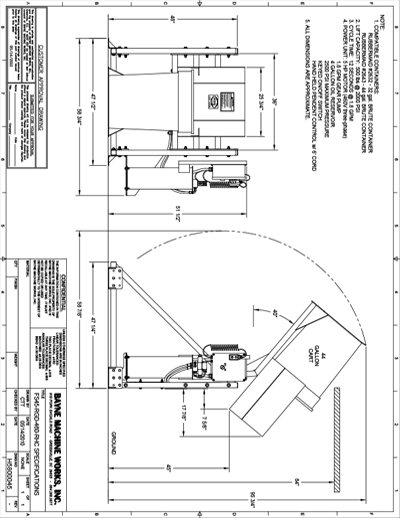 Foodservice Stationary Cart Tipper Spec Sheet