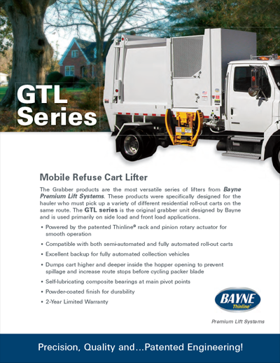 Bayne GTL 1114 Side Load Garbage Truck Lifter Brochure