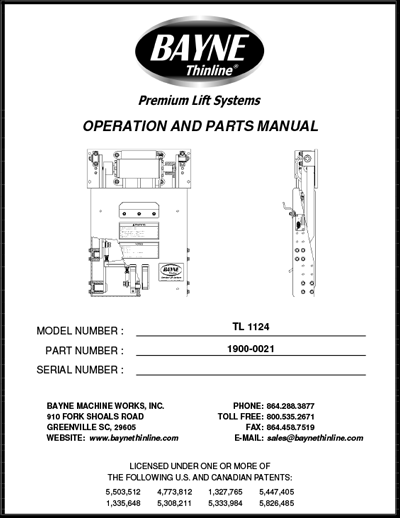 TL 1124 Series Garbage Can Lifter Manual